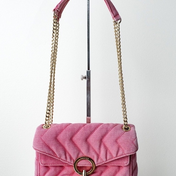 Sandro Yza Quilted Canvas Shoulder Bag Pink - Picture 4 of 13